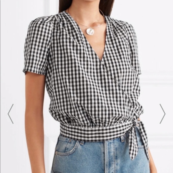 Madewell Tops - EUC Madewell wrap gingham blouse!